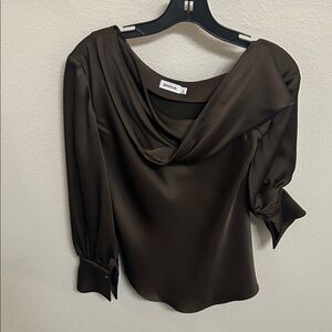 Jonathan Simkhai Chocolate Satin Blouse